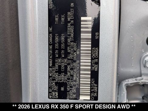 New 2026 Lexus RX 350 F Sport w/ Convenience Package image 19