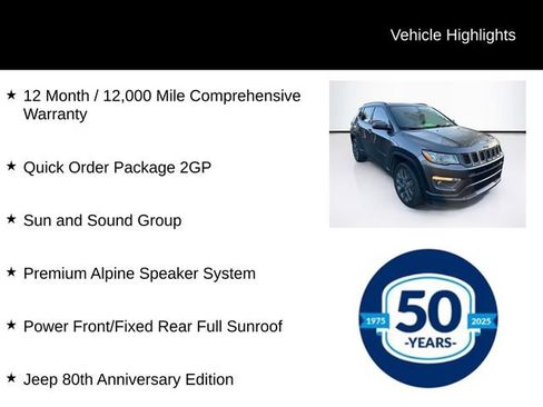 Used 2021 Jeep Compass 80th Special Edition w/ Sun and Sound Group image 10