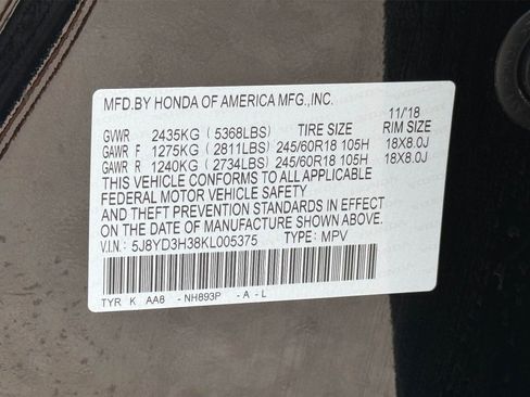 Certified 2019 Acura MDX FWD image 21