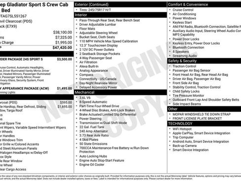 Certified 2025 Jeep Gladiator Sport AWD/4WD image 43