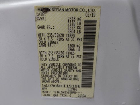 Used 2019 Nissan Murano Platinum w/ Cargo Package FWD image 33