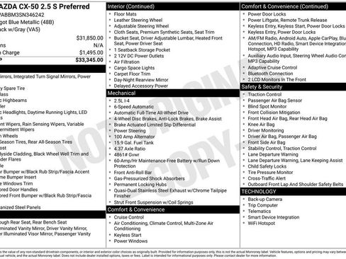 Used 2025 MAZDA CX-50 AWD 2.5 S w/ Preferred Package image 10