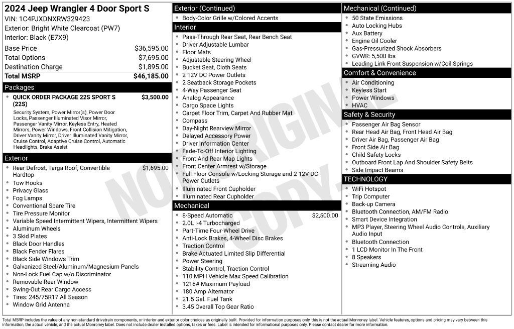 Used 2024 Jeep Wrangler Unlimited Sport AWD/4WD image 39