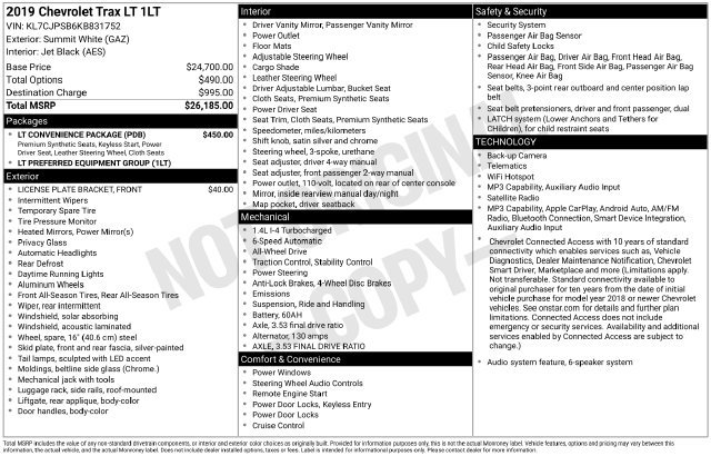 Used 2019 Chevrolet Trax LT w/ LT Convenience Package AWD/4WD image 4