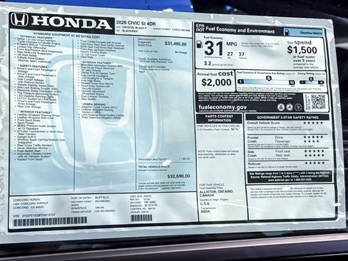 New 2026 Honda Civic Si image 33