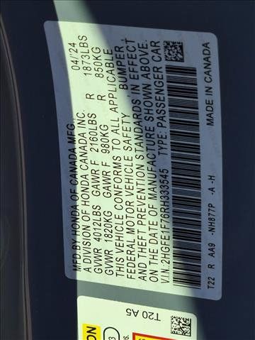Used 2024 Honda Civic EX image 17