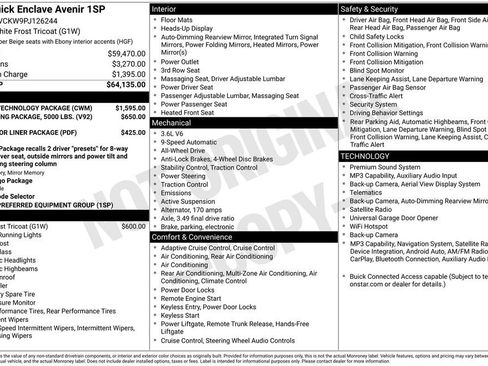 Certified 2023 Buick Enclave Avenir w/ Avenir Technology Package AWD/4WD image 6