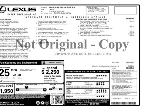 Used 2020 Lexus NX 300 FWD w/ Comfort Package image 3
