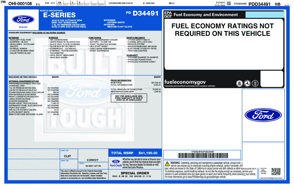 Certified 2023 Ford E-450 and Econoline 450 Super Duty w/ Driver's Safety Package RWD image 42