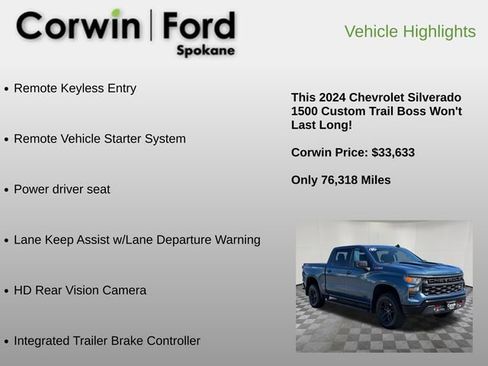 Used 2024 Chevrolet Silverado 1500 Custom Trail Boss AWD/4WD image 12