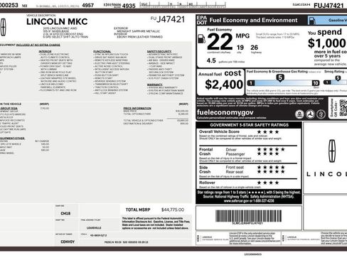 Used 2015 Lincoln MKC AWD w/ Equipment Group 102A Reserve image 5