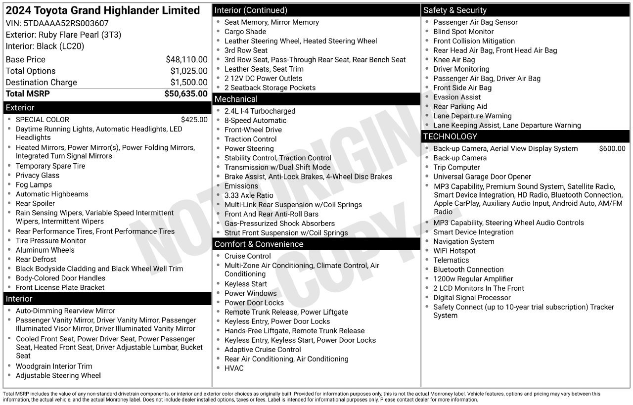 Used 2024 Toyota Grand Highlander FWD image 35
