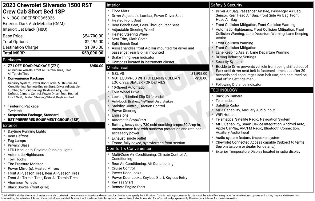 Used 2023 Chevrolet Silverado 1500 RST w/ Z71 Off-Road Package AWD/4WD image 37