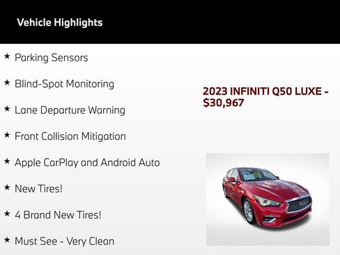 Used 2023 INFINITI Q50 Luxe w/ Cargo Package RWD image 5