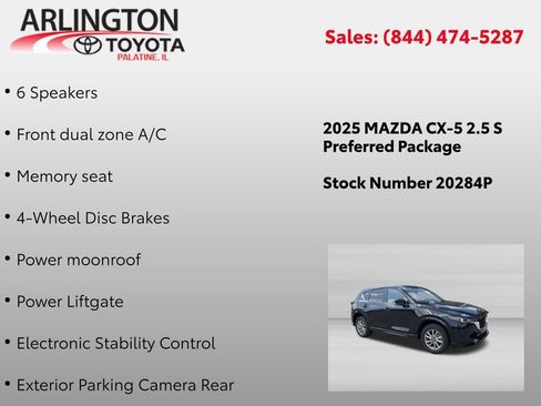 Used 2025 MAZDA CX-5 AWD 2.5 S w/ Preferred Package image 2