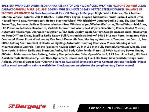 Used 2022 Jeep Wrangler Unlimited Sahara w/ Cold Weather Group AWD/4WD image 2