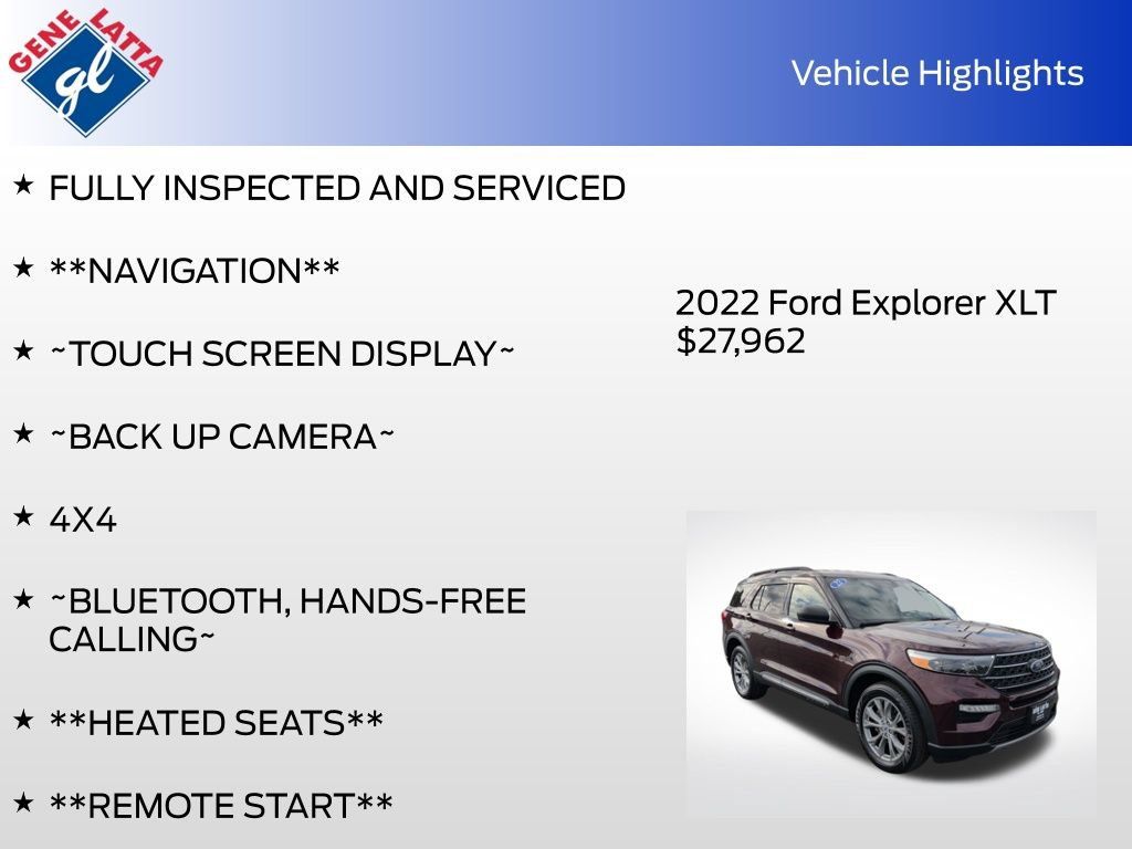 Certified 2022 Ford Explorer XLT w/ Equipment Group 202A AWD/4WD image 34