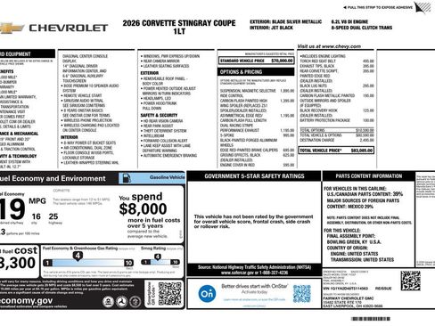 New 2026 Chevrolet Corvette Stingray Coupe w/ Battery Protection Package RWD image 4