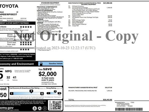 Used 2024 Toyota Corolla LE w/ LE Convenience Package FWD image 9