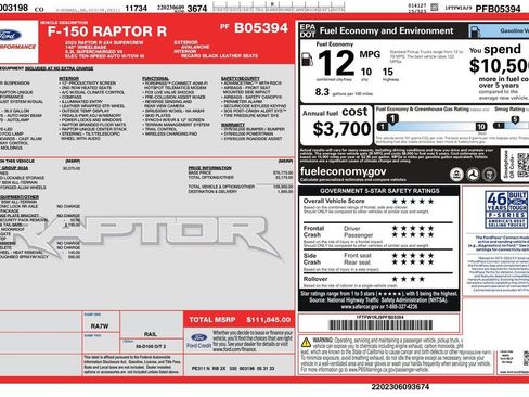 Used 2023 Ford F150 Raptor w/ Equipment Group 802A Raptor R AWD/4WD image 58