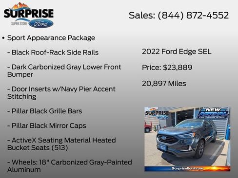 Used 2022 Ford Edge SEL w/ Sport Appearance Package AWD/4WD image 7