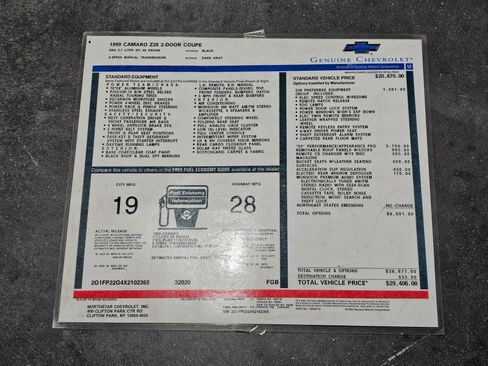 Used 1999 Chevrolet Camaro Z28 w/ SS Performance/Appearance Pkg image 3