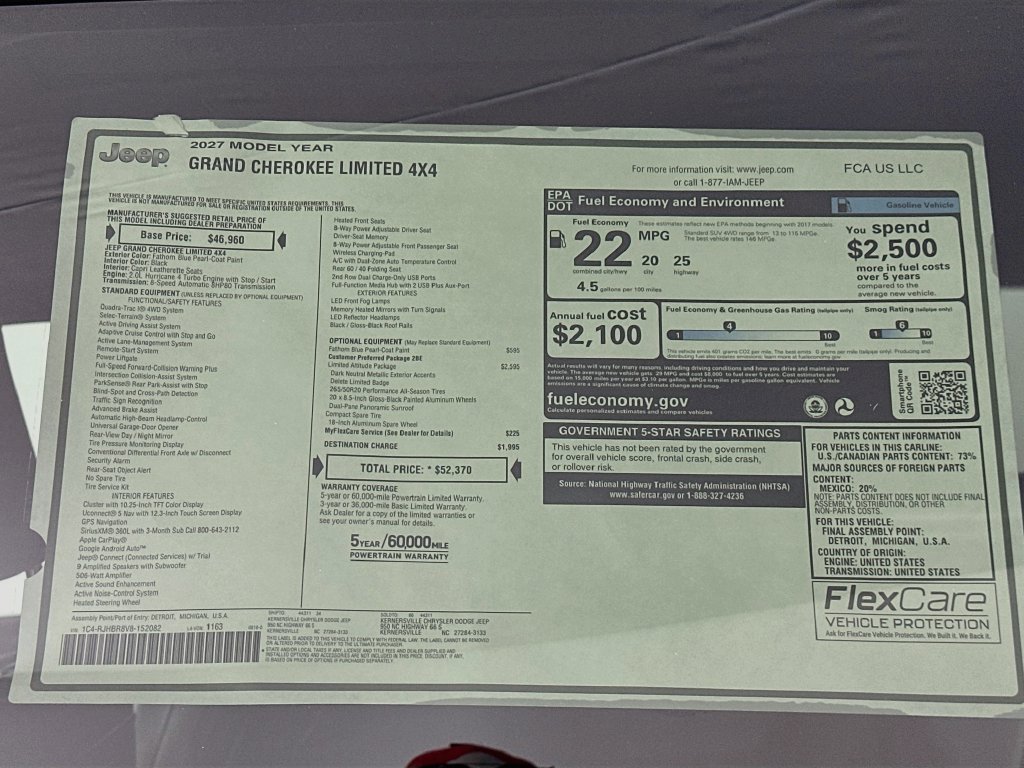 New 2027 Jeep Grand Cherokee Limited w/ Limited Altitude Package AWD/4WD image 21