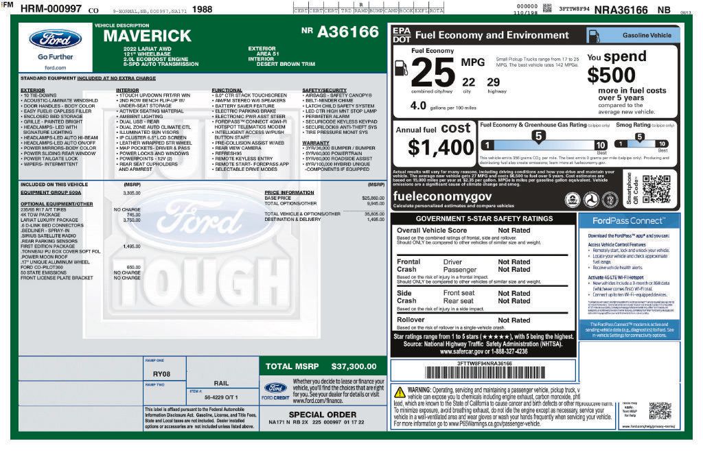 Used 2022 Ford Maverick Lariat w/ Lariat Luxury Package AWD/4WD image 34