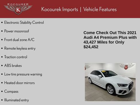 Used 2021 Audi A4 2.0T Premium Plus w/ Premium Plus Package AWD/4WD image 4