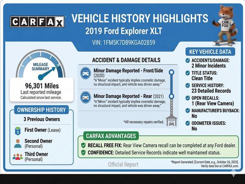 Used 2019 Ford Explorer XLT w/ Equipment Group 202A FWD image 2