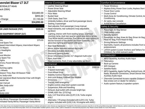Used 2020 Chevrolet Blazer LT w/ LPO, Floor Liner Package FWD image 34