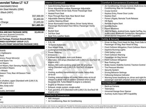 Used 2021 Chevrolet Tahoe LT w/ Rear Media and Nav Package image 2