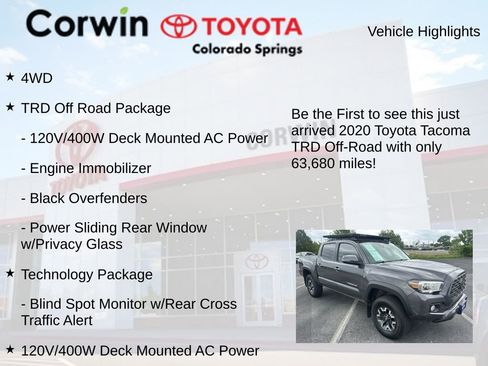 Used 2020 Toyota Tacoma TRD Off-Road w/ Technology Package AWD/4WD image 2