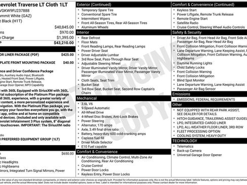 Used 2023 Chevrolet Traverse LT w/ LPO, Floor Liner Package image 2