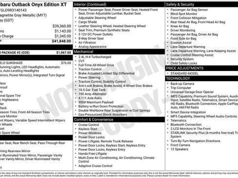 Certified 2024 Subaru Outback Onyx Edition XT w/ Popular Package #2 AWD/4WD image 44