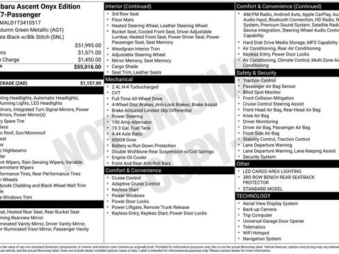 New 2026 Subaru Ascent Bronze Edition w/ Onyx Package AWD/4WD image 14