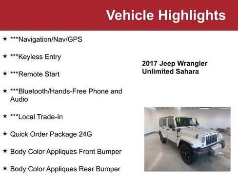 Used 2017 Jeep Wrangler Unlimited Sahara image 2