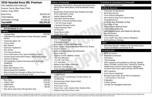 New 2026 Hyundai Kona SEL Premium AWD/4WD image 11