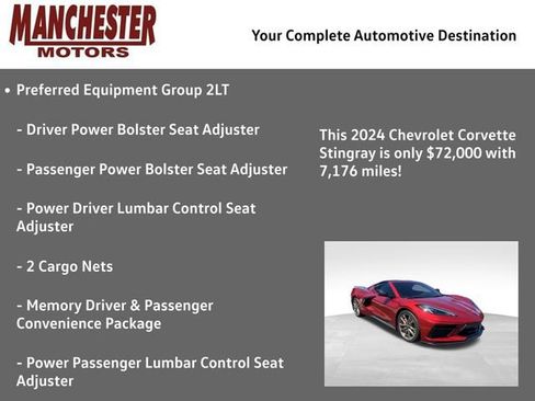 Used 2024 Chevrolet Corvette Stingray Preferred Cpe w/ Z51 Performance Package RWD image 2