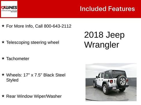 Certified 2018 Jeep Wrangler Unlimited Sport S AWD/4WD image 3