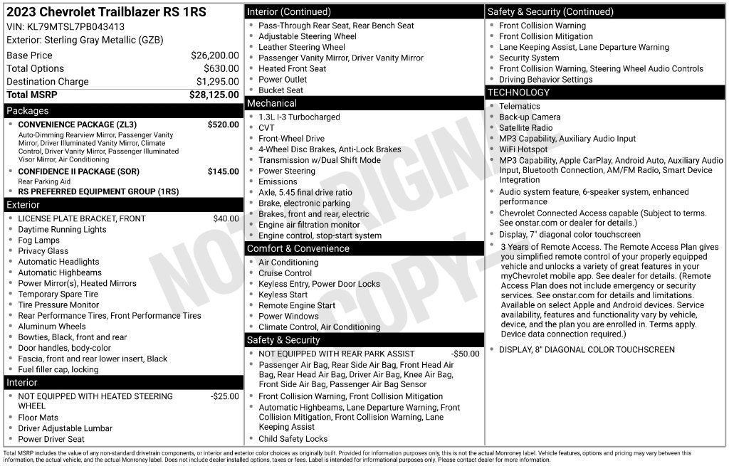 Used 2023 Chevrolet TrailBlazer RS w/ Convenience Package FWD image 33