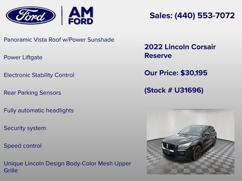 Used 2022 Lincoln Corsair Reserve w/ Equipment Group 201A AWD/4WD image 30