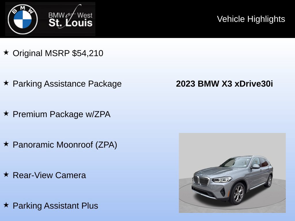 Used 2023 BMW X3 xDrive30i w/ Premium Package w/ZPA AWD/4WD image 8