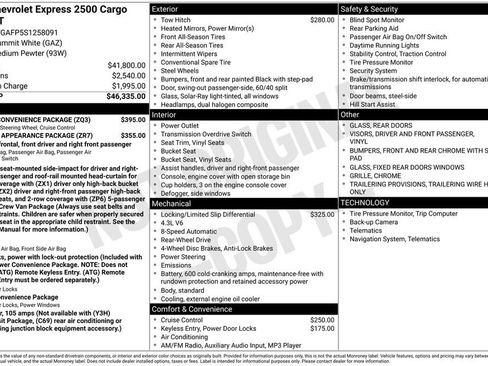 New 2025 Chevrolet Express 2500 w/ Driver Convenience Package RWD image 20