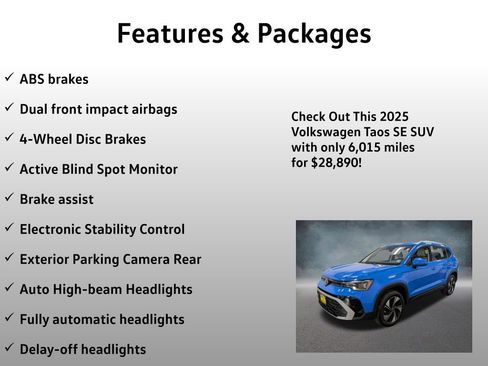Used 2025 Volkswagen Taos SE w/ Panoramic Sunroof Package AWD/4WD image 8
