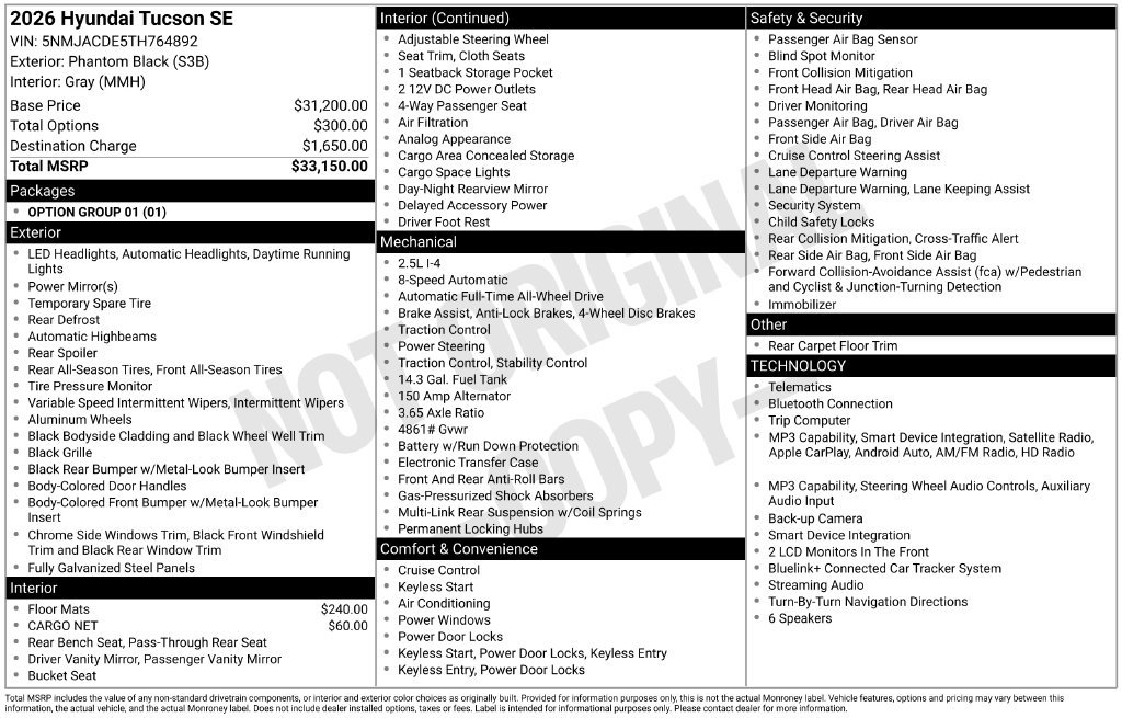New 2026 Hyundai Tucson SE AWD/4WD image 16