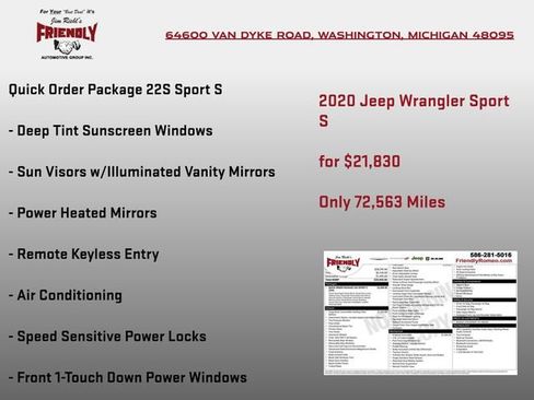 Used 2020 Jeep Wrangler Sport AWD/4WD image 3