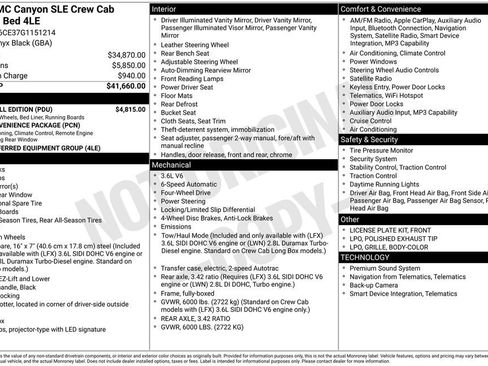 Used 2016 GMC Canyon SLE w/ Nightfall Edition AWD/4WD image 1