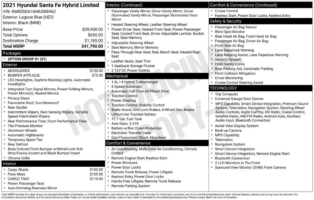 Certified 2021 Hyundai Santa Fe Limited AWD/4WD image 7