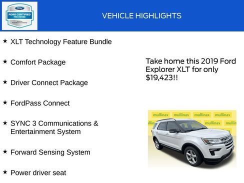 Certified 2019 Ford Explorer XLT w/ Equipment Group 202A image 18